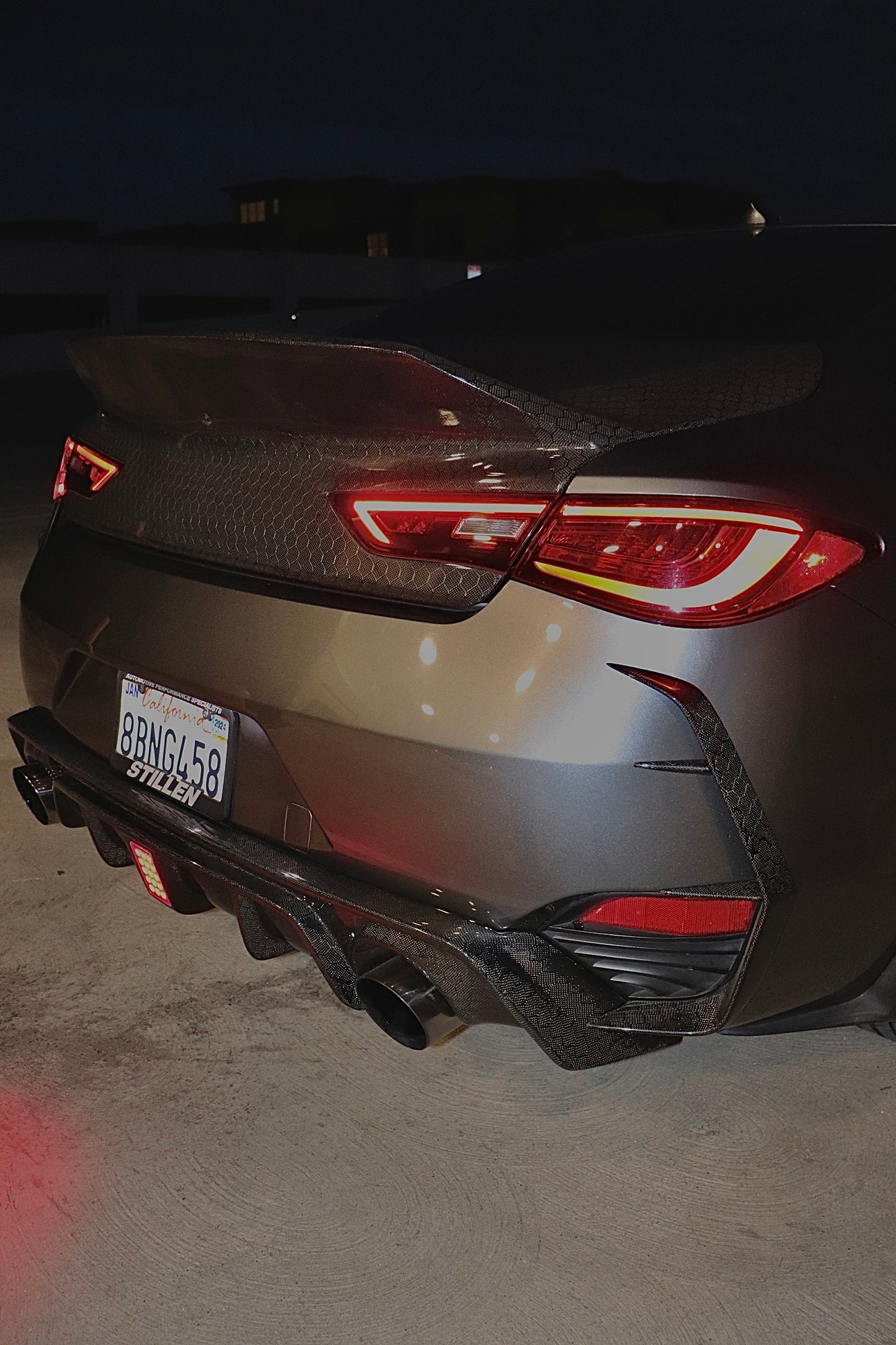 Infiniti Q60 Honeycomb Carbon Fiber Diffuser With Brake Light