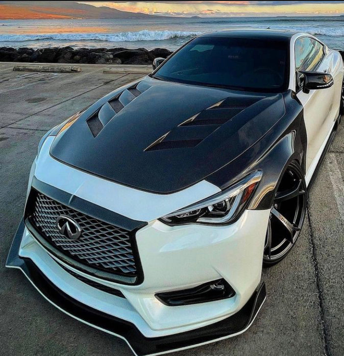 Infiniti Q60 Carbon Fiber Vented Hood (V2)